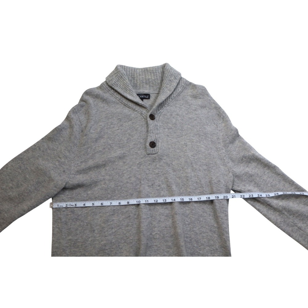 J. Crew Mercantile Mens Large Gray Shawl Collar Button Pullover Sweater Knit L - Picture 5 of 7